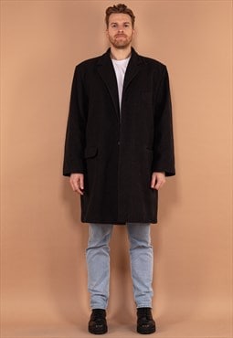 Vintage 90's Men Wool Overcoat  in Dark Grey
