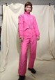 Vintage pink Ski suit from 80s 90s winter jumpsuit