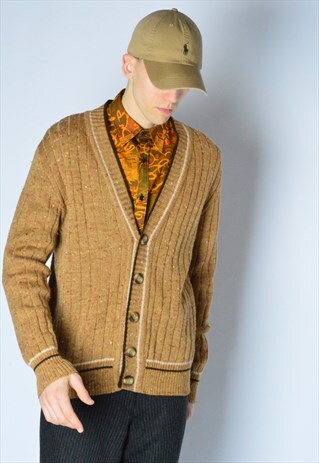 VINTAGE 70S BEIGE KNIT CARDIGAN