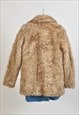 VINTAGE 00S FAUX FUR COAT IN BEIGE