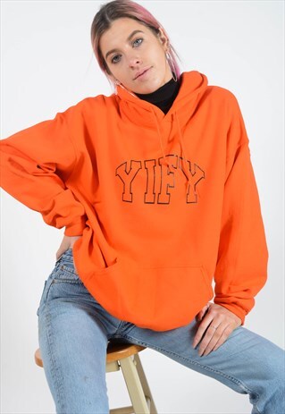 UNISEX YIFY STENCIL HOODIE IN ORANGE