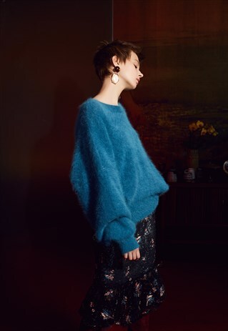 WINTER SWEATER, BLUE, WOMEN'S