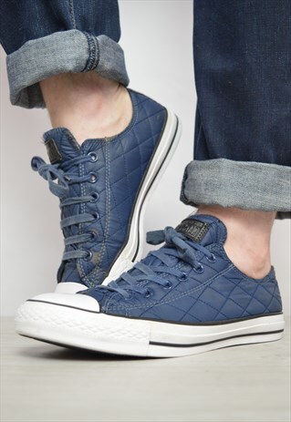 VINTAGE 90S CONVERSE NAVY QUILTED OX SHOES SNEAKERS PREPPY