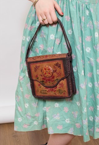 VINTAGE FLORAL LEATHER BAG