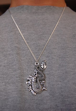 24" SILVER DRAGON NECKLACE