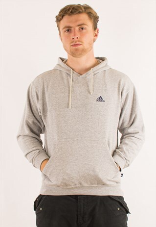 VINTAGE 90S GREY ADIDAS HOODIE PULLOVER