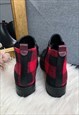 BLACK & RED FAUX LEATHER CHELSEA BOOTS