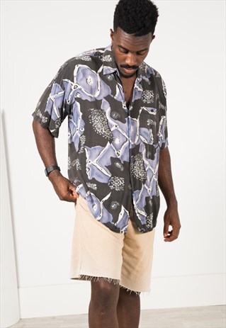 VINTAGE 80S CRAZY PRINT SHIRT / S1650