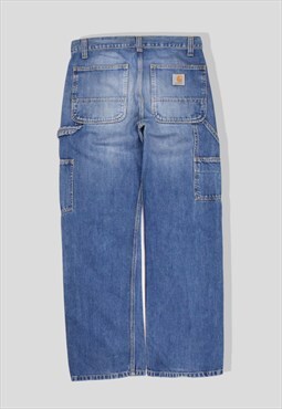 Vintage 90s Carhartt Baggy Carpenter Workwear Jeans in Blue