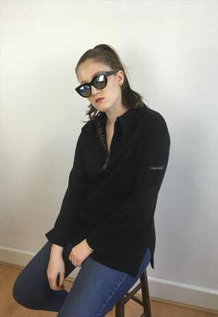 WOMENS FENDI JUMPER BLACK QUARTER ZIP LONG SLEEVED TOP