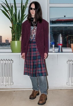Vintage oversized warm blazer in plum purple