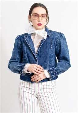 Vintage 80's denim jacket in blue jean women M/L