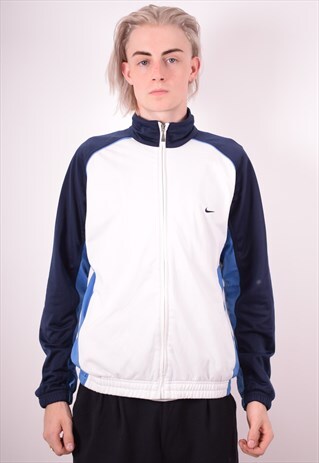 NIKE MENS VINTAGE TRACKSUIT TOP JACKET LARGE WHITE 90S