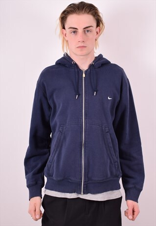 NIKE MENS VINTAGE HOODIE JACKET LARGE BLUE 90S