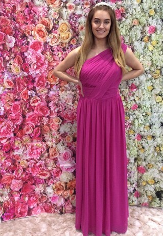 GRECIAN ONE SHOULDER PROM, PARTY, BRIDESMAIDS CHIFFON GOWN