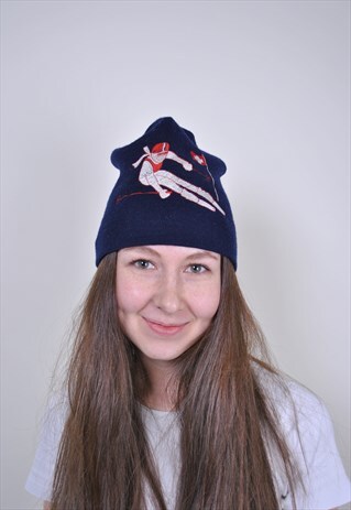 90S SKI BEANIE HAT, VINTAGE WINTER SPORT HAT