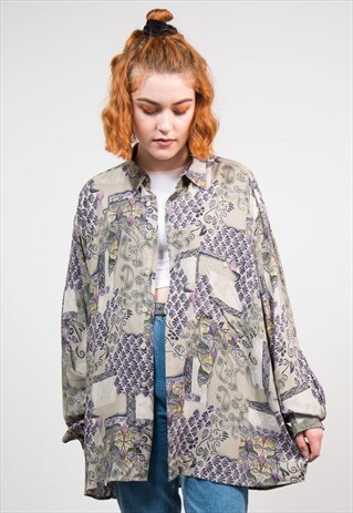 VINTAGE 90'S PASTEL PAISLEY PATTERN SHIRT