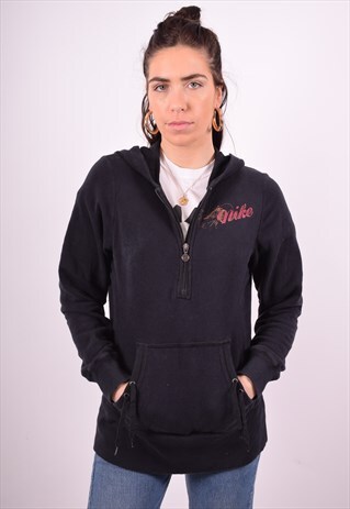 NIKE WOMENS VINTAGE HOODIE JUMPER MEDIUM BLACK 90'S