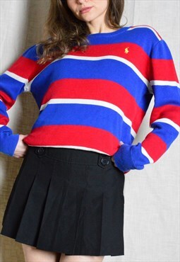 Y2K Polo Ralph Lauren Red Blue Striped Jumper