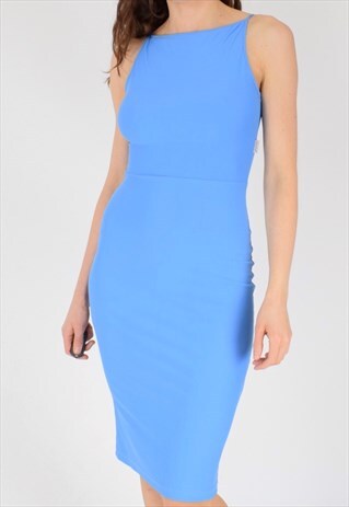 VINTAGE 90S Y2K BRIGHT BODYCON SPANDEX/LYCRA-LIKE MIDI DRESS