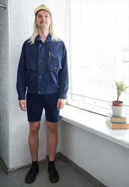 Vintage Navy Blue Bomber Jacket