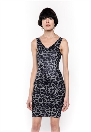 TRENDY ANIMAL LEOPARD PRINT BODYCON PARTY DRESS
