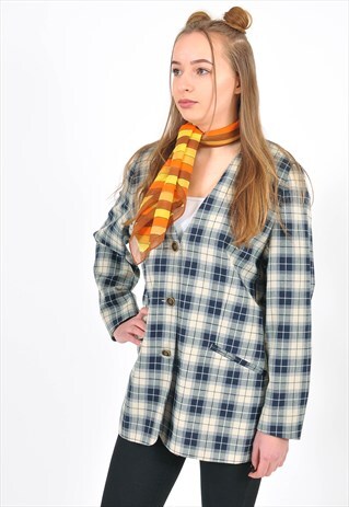 VINTAGE CHECKED BLAZER JACKET