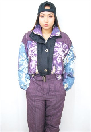 CRAZY PRINT PUFFER SKI SUIT/JUMPSUIT (1990'S)