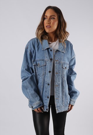 VINTAGE DENIM JACKET OVERSIZED FITTED UK 18 XXL (C3X)