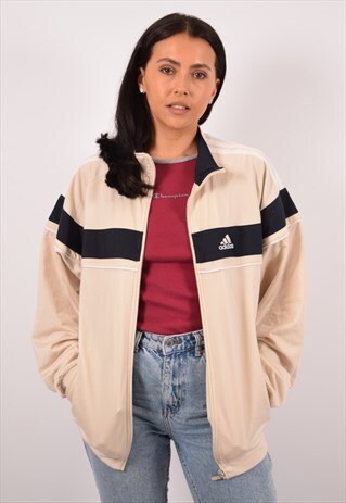 VINTAGE ADIDAS TRACKSUIT TOP JACKET BEIGE
