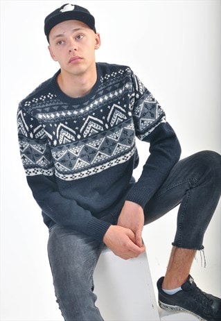 VINTAGE ROUND NECK JUMPER IN ABSTRACT PRINT