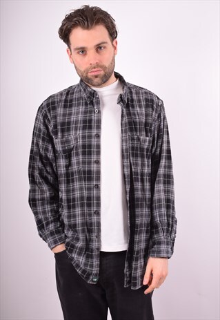 MENS VINTAGE SHIRT XL GREY CHECK 90S
