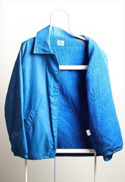 Vintage Champion Windbreaker Fleece Lining Jacket Blue L