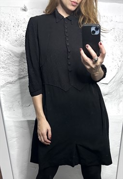 Black Embroidered Gothic 60s Dress 
