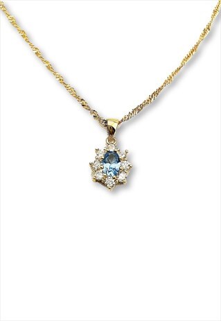 FLOWER BLUE STONE NECKLACE