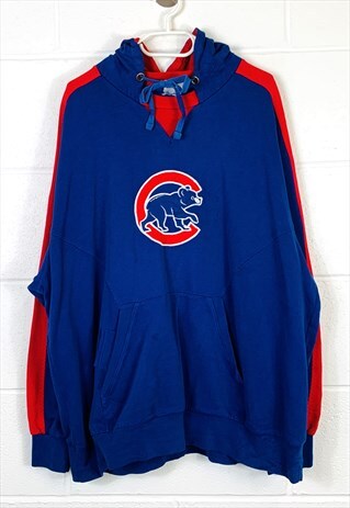 VINTAGE BASEBALL HOODIE BLUE WITH EMBROIDERED CHICAGO CUBS