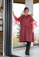 CHRISTMAS PLAID RED MAXI DRESS, HOLIDAY DRESS, TARTAN DRESS,