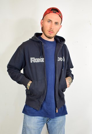 VINTAGE 90S REEBOK UNION JACK NAVY SPELL OUT ZIP JACKET