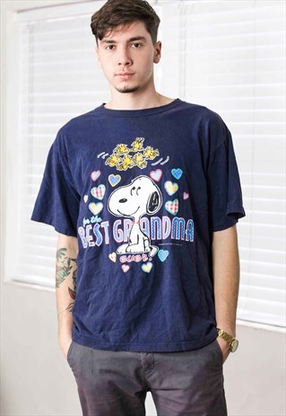 VINTAGE SNOOPY T-SHIRT LOGO 90S L 8.9