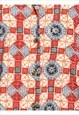 VINTAGE RED & GREY PATTERNED KAREN SCOTT REVERE FRONT SHIRT 