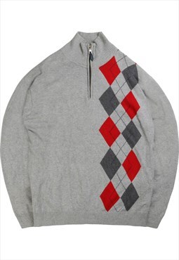 Vintage  Nautica Jumper / Sweater Quarter Zip Knitted Grey