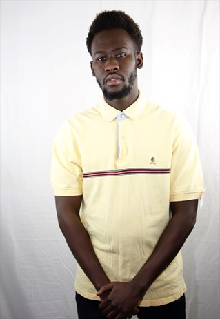 VINTAGE YELLOW SPORT POLO LOGO EMBROIDERED