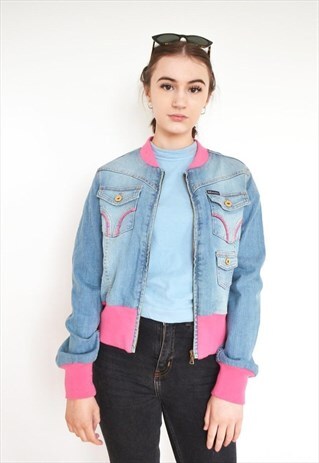 RARE DOLCE & GABBANA CROPPED DENIM BOMBER JACKET