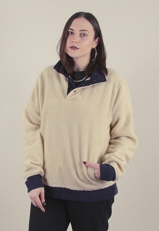 VINTAGE BEIGE PULLOVER TEDDY FLEECE /A4045