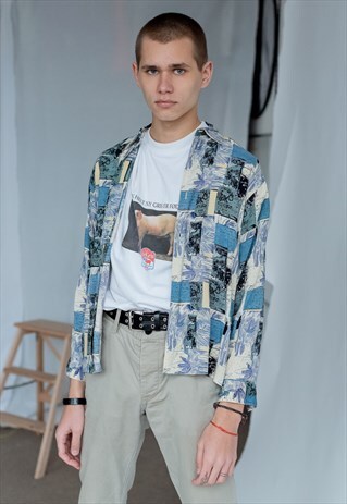 VINTAGE 80S MULTICOLOR SHIRT IN SQUARE PATTERN