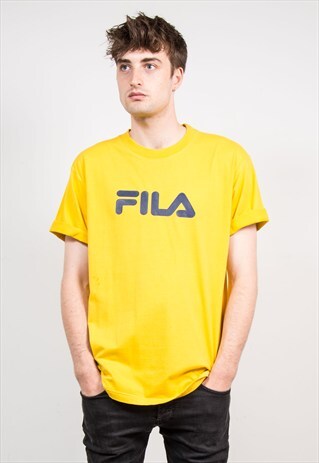 VINTAGE 90'S BRIGHT YELLOW FILA T-SHIRT