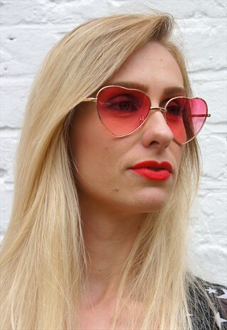 PINK LOVE HEART SHAPE SUNGLASSES