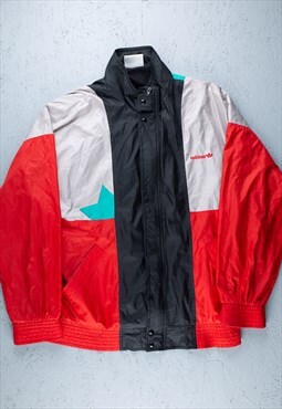 90s Adidas Red Colourblock Abstract Shell Jacket - B2411