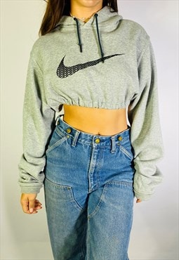 Vintage Size XL Nike Grey Crop Hoodie