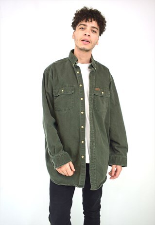 VINTAGE 90'S CARHARTT GREEN DENIM SHIRT
